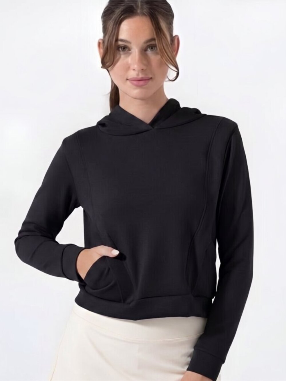 NUX Sleek Mia Cropped Hoodie Black M EUC